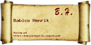Babics Henrik névjegykártya